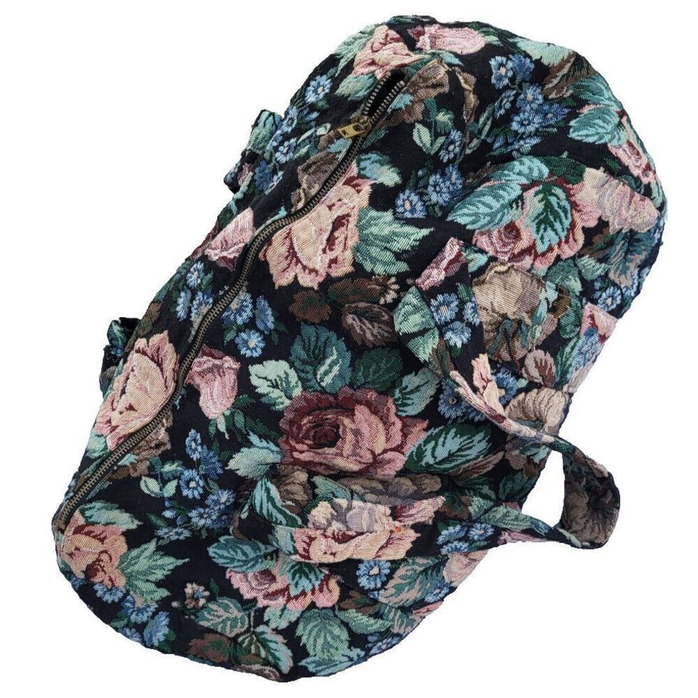 Vintage Floral Print Carpet Bag Duffel Bag - Picture 3 of 5